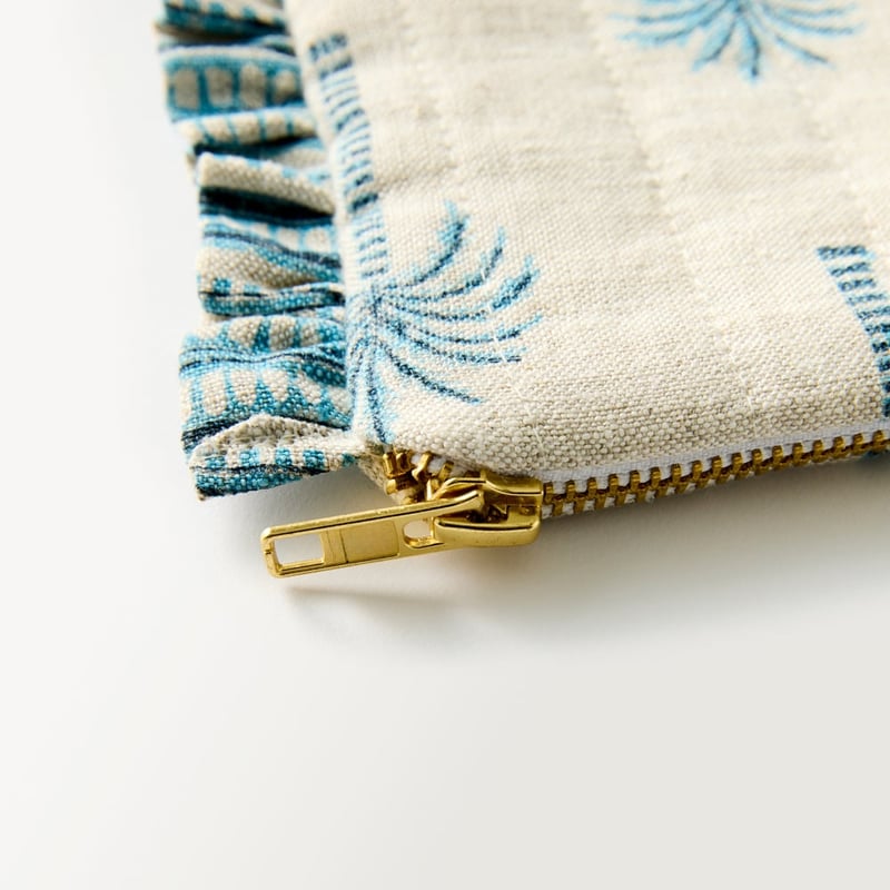Woodblock Blue Spring Palm Glam Bag