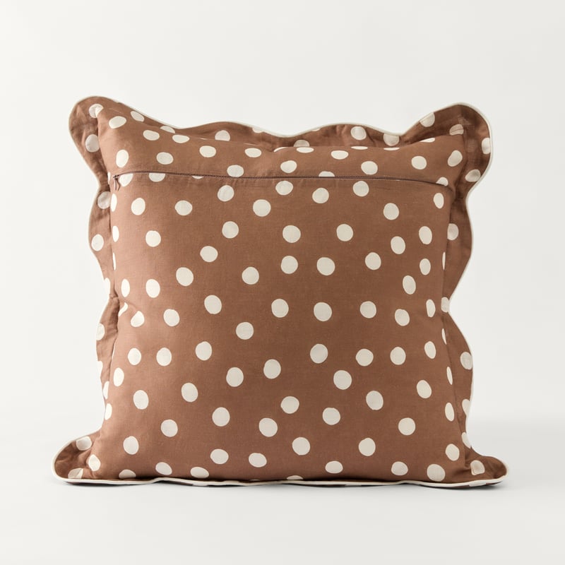 Emia Mocha & Whisper White Polka Dot Cushion