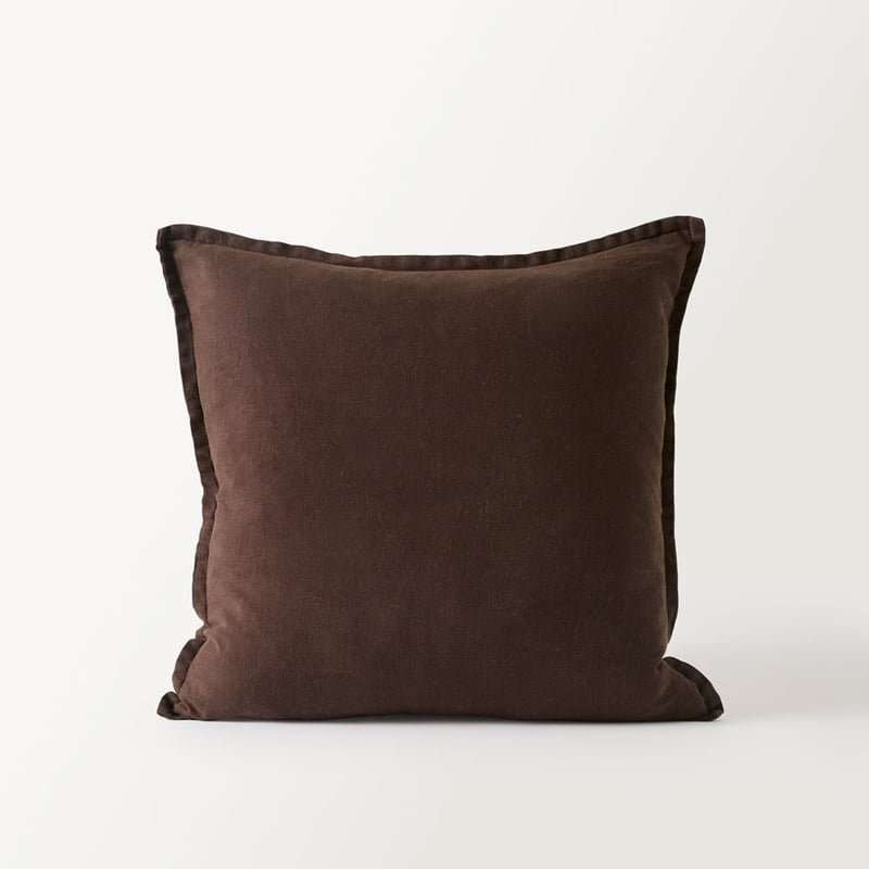 Belgian Chocolate Vintage Washed Linen Cushion