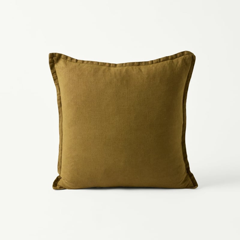 Belgian Vintage Washed Linen Olive Cushion