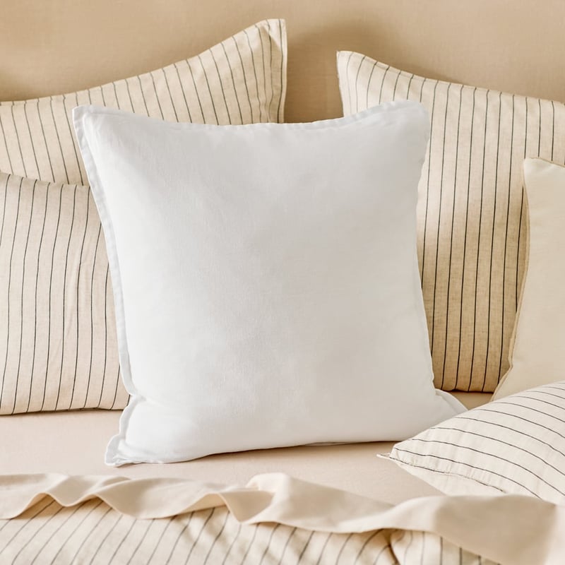 Belgian White Vintage Washed Linen Cushion