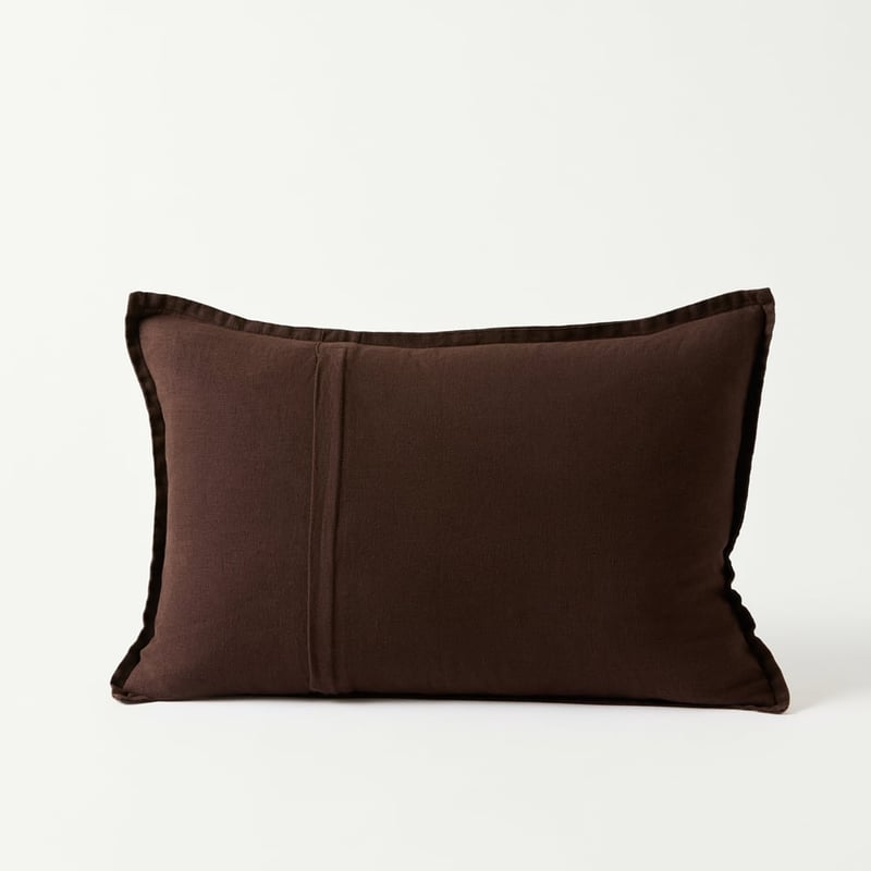 Belgian Chocolate Vintage Washed Linen Long Cushion