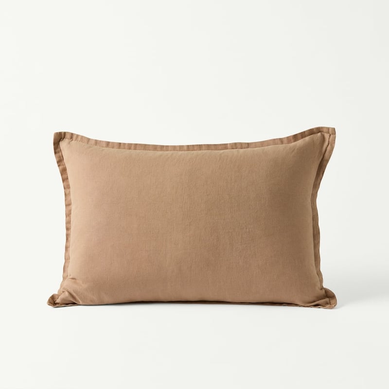 Belgian Hazelnut Vintage Washed Linen Long Cushion
