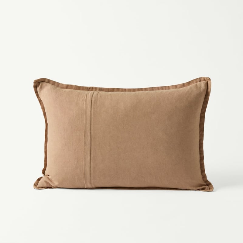 Belgian Hazelnut Vintage Washed Linen Long Cushion