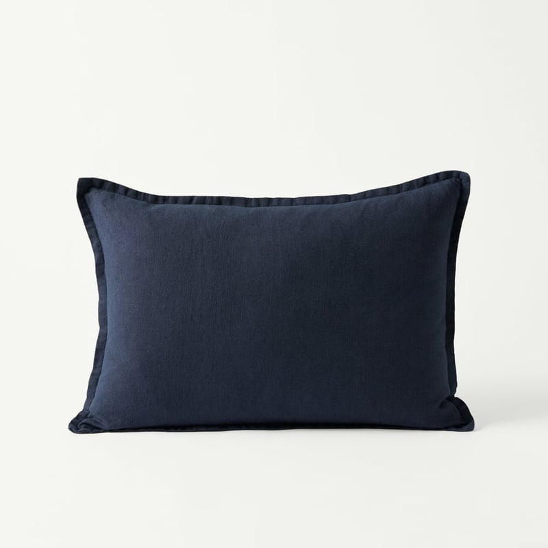 Belgian Navy Vintage Washed Linen Long Cushion