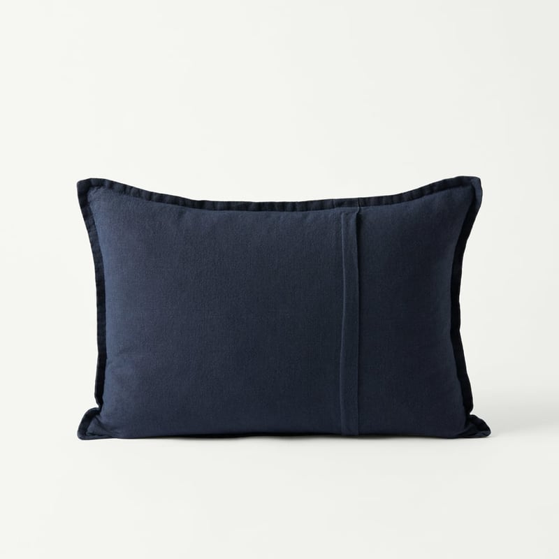 Belgian Navy Vintage Washed Linen Long Cushion