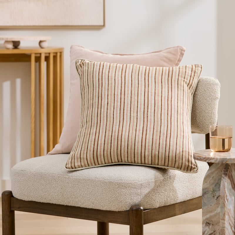 Delhi Woodblock Sunlit Stripe Linen Cushion