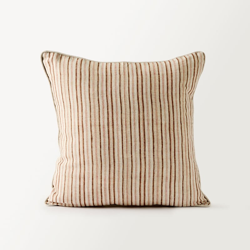 Delhi Woodblock Sunlit Stripe Linen Cushion