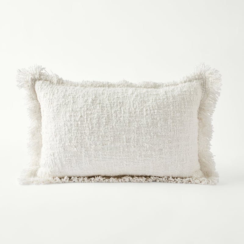 Leiden White Boucle Long Cushion
