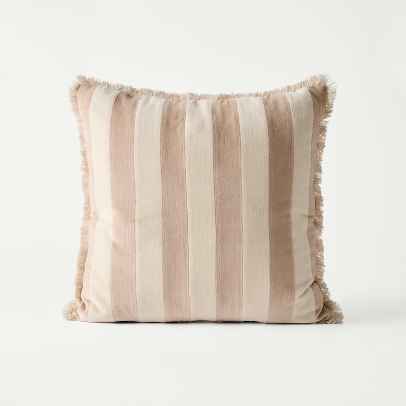 Bernie Cork & Natural Stripe Velvet Cushion