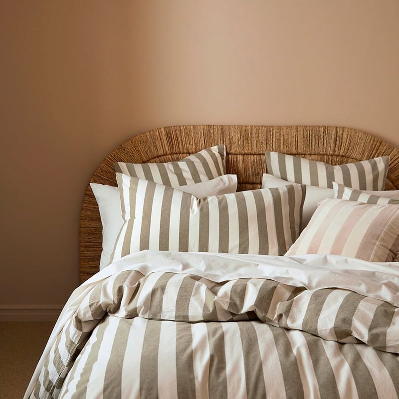 Bernie Cork & Natural Stripe Velvet Cushion