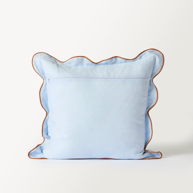 Emia Blue & Brown Linen Cushion