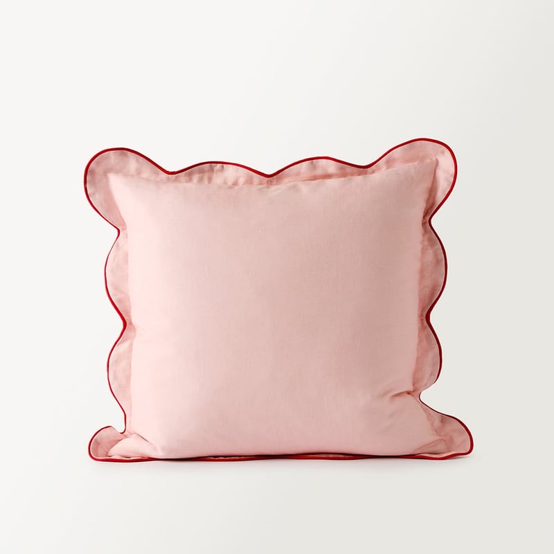 Emia Pink & Red Linen Cushion