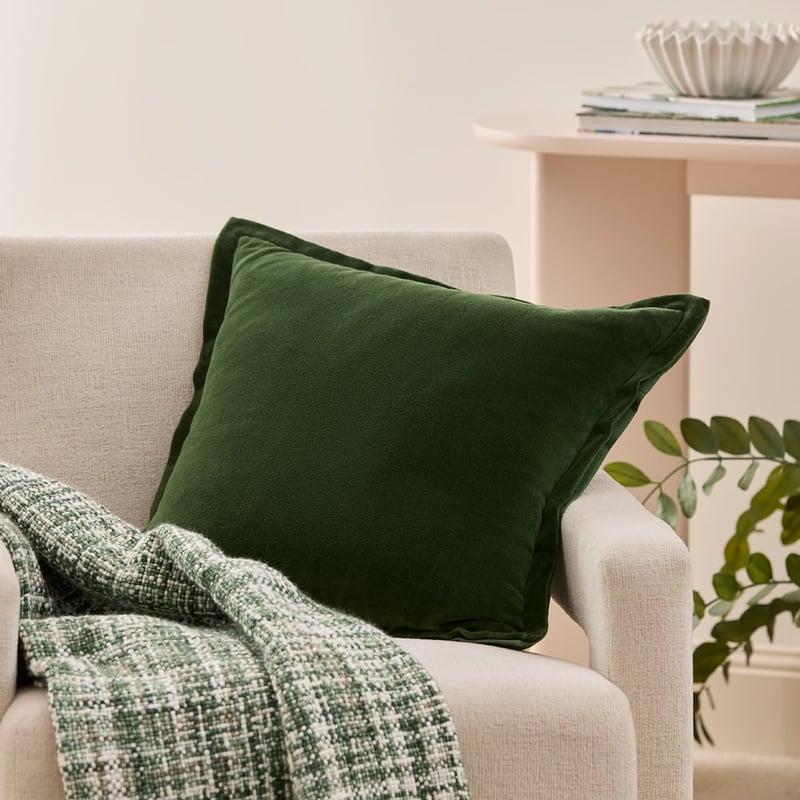 Lola Spinach Velvet Cushion