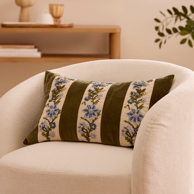Lia Green Floral Cushion