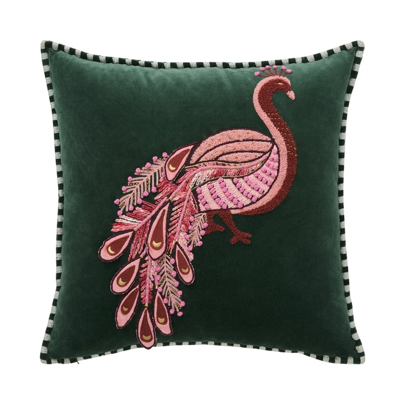 Allegra Peacock Velvet Pine Cushion