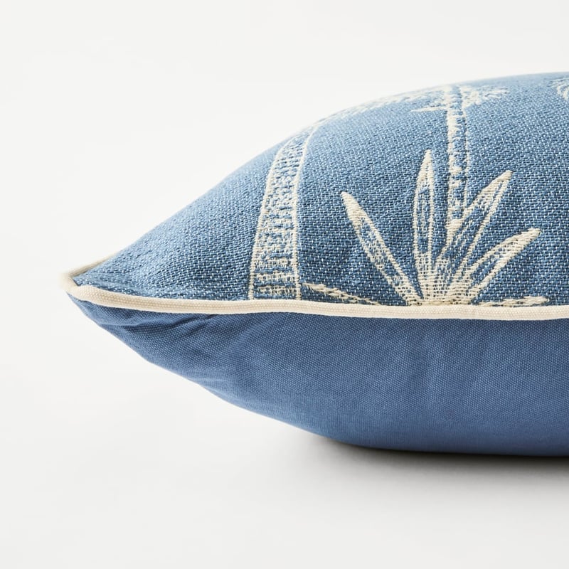 Resort Palm Blue Cushion