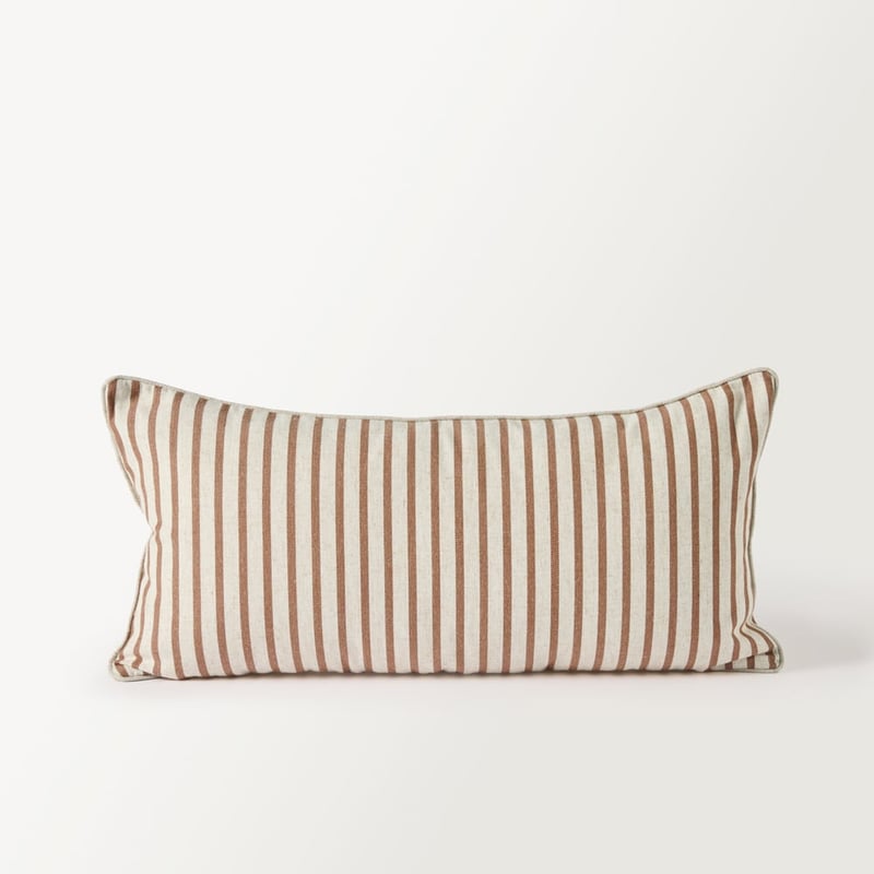 Tommy Natural & Brown Stripe Bolster Cushion