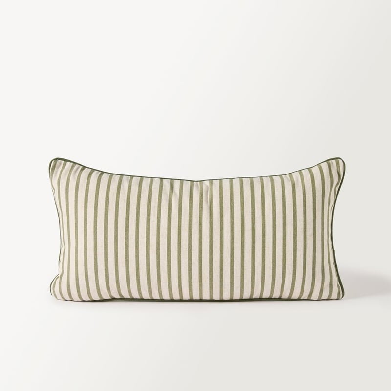 Tommy Natural & Green Stripe Bolster Cushion