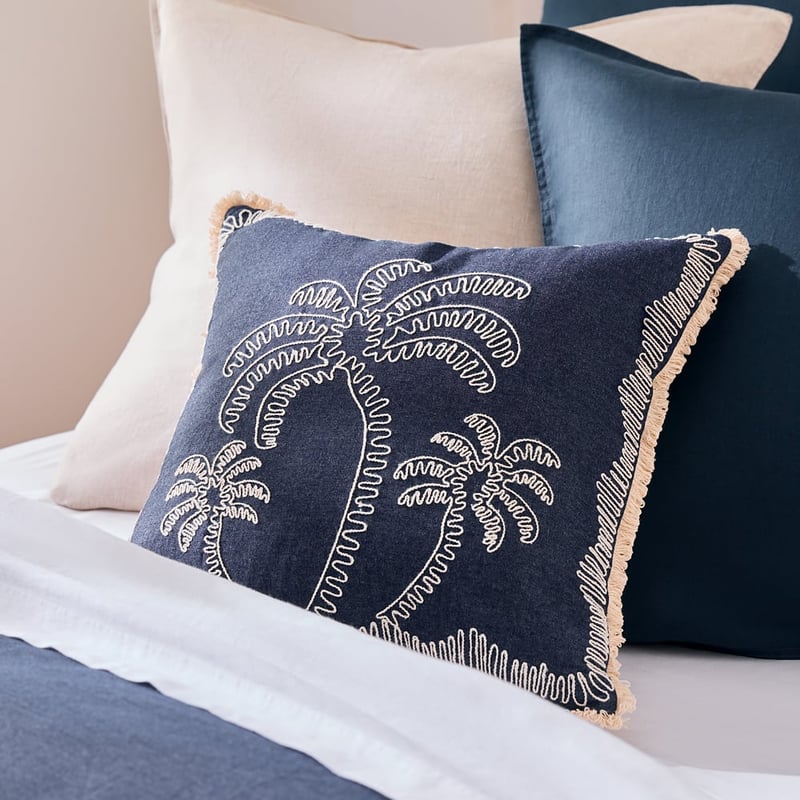 Denim Blue Palm Cushion