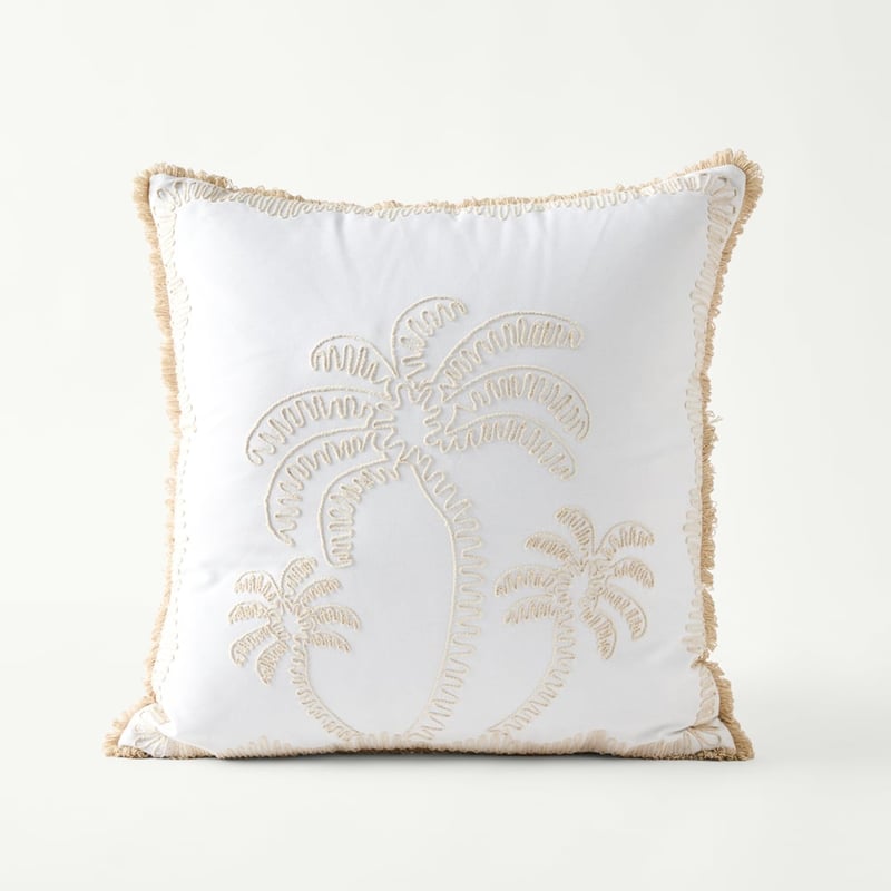 Denim White Palm Cushion