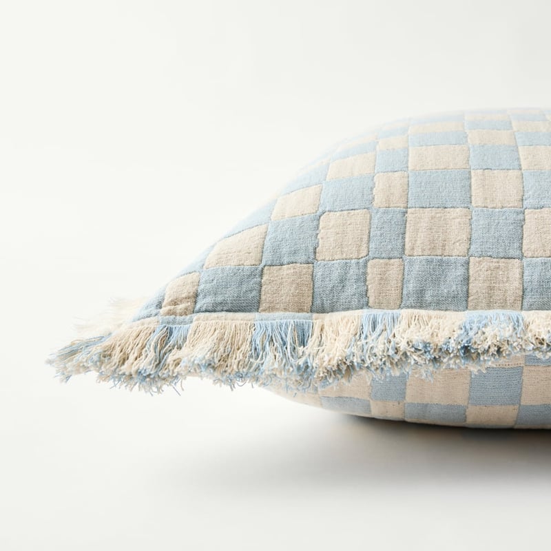 Beckett Light Blue Check Cushion
