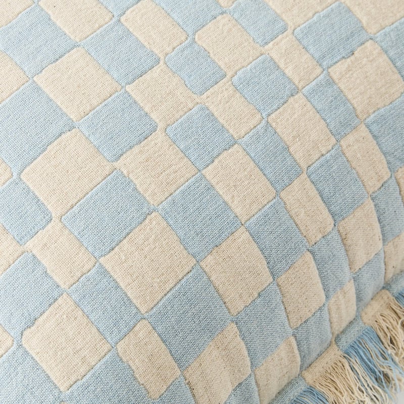 Beckett Light Blue Check Cushion