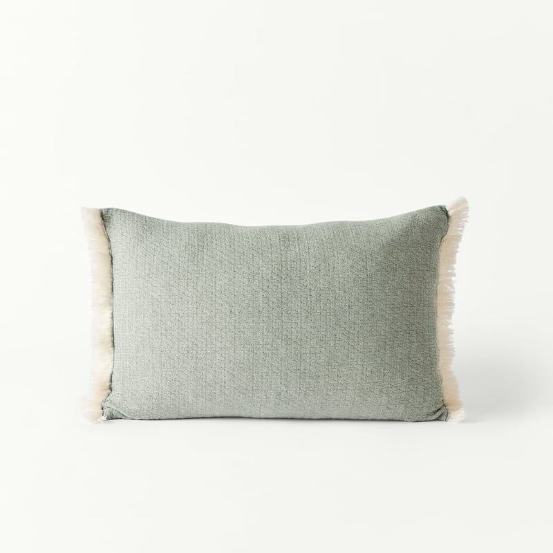 European Collection Elio Chambray Blue & Hunter Green Cushion