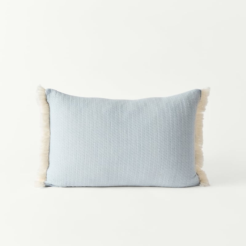 European Collection Elio Chambray Blue & Hunter Green Cushion