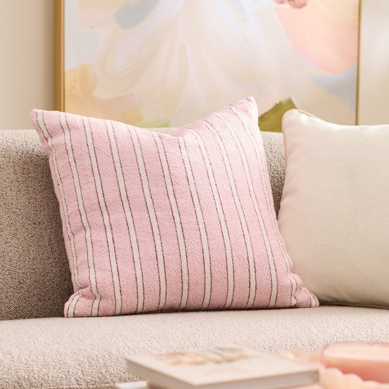 Lottie Pink Stripe Cushion