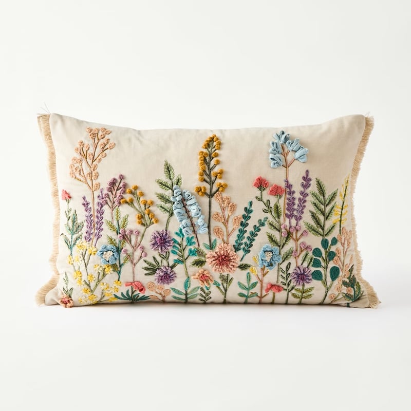 Isabella Natural Floral Cushion