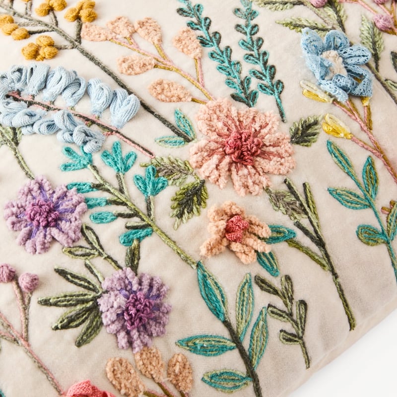 Isabella Natural Floral Cushion
