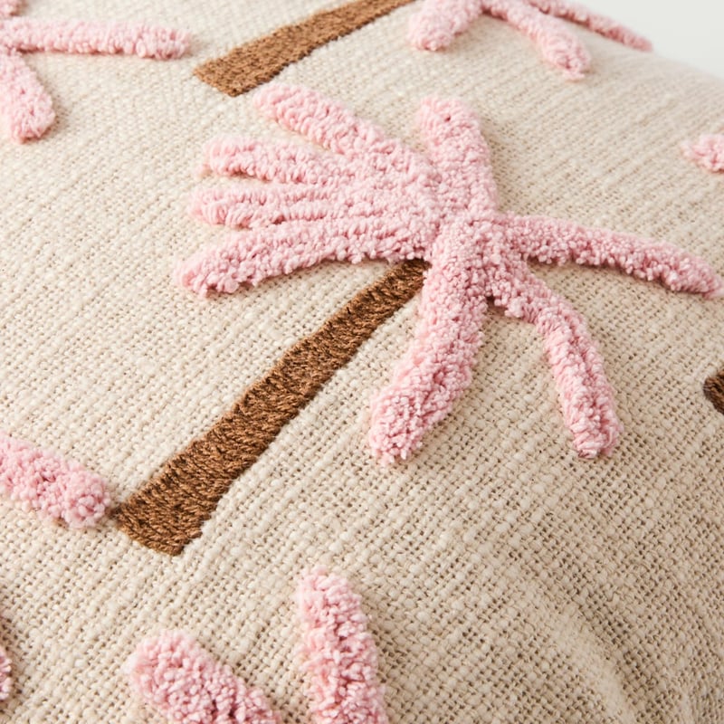 Palm Candy Pink Tufted Cushion