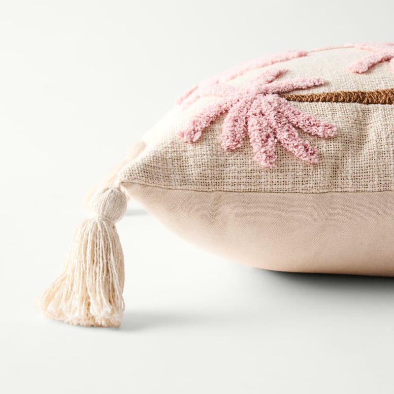 Palm Candy Pink Tufted Cushion