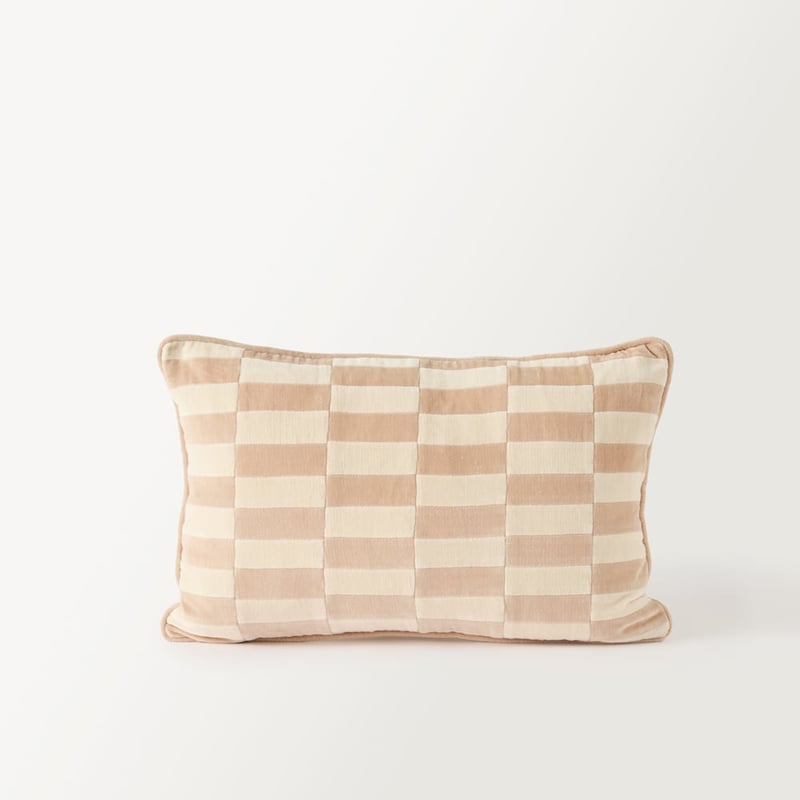 Sirena Natural Patchwork Check Cushion