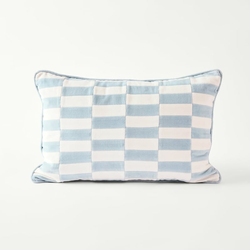 Sirena Blue Patchwork Check Cushion