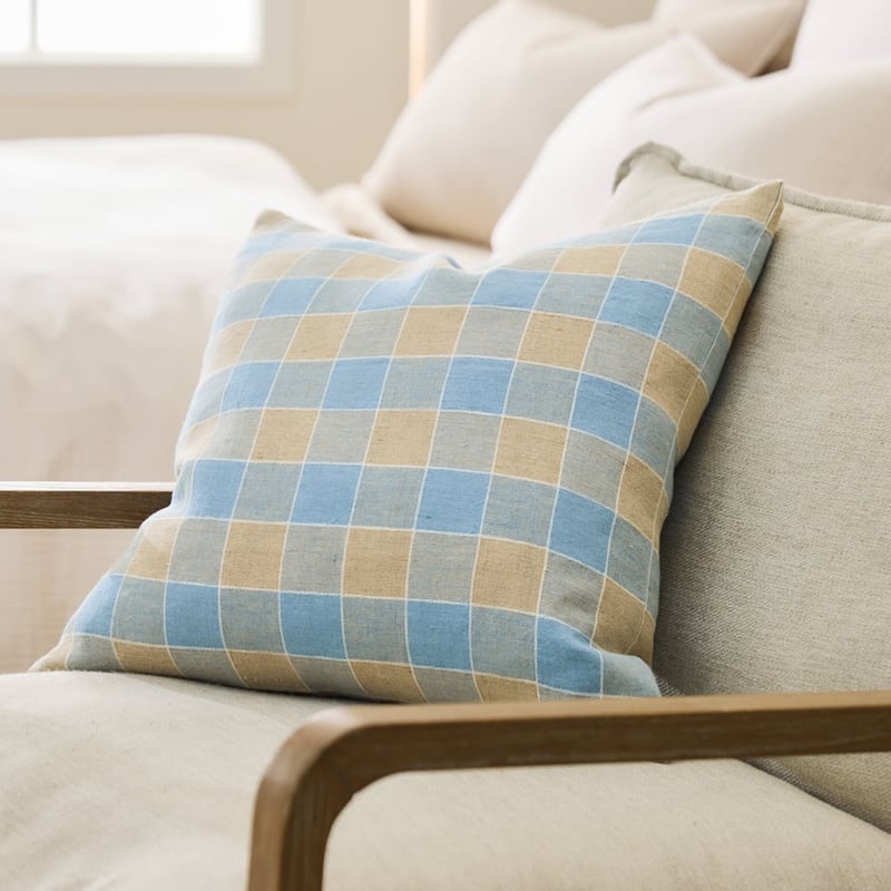 Dalton Blue Check Cushion