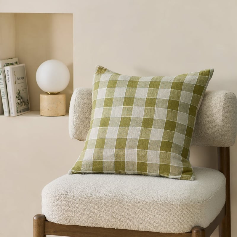Dalton Olive Check Cushion