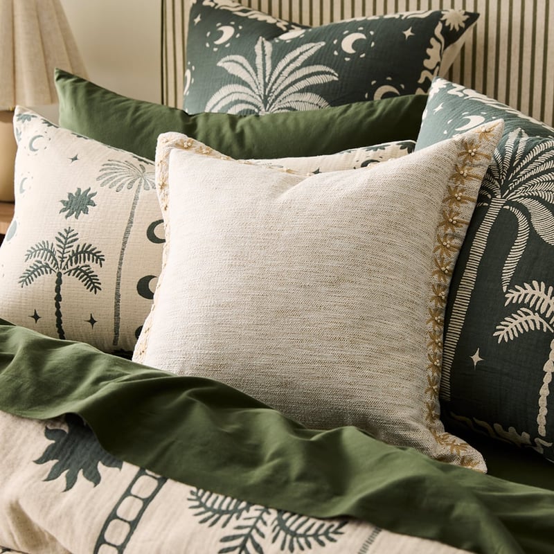 Tropic Palm Natural & Brown Cushion