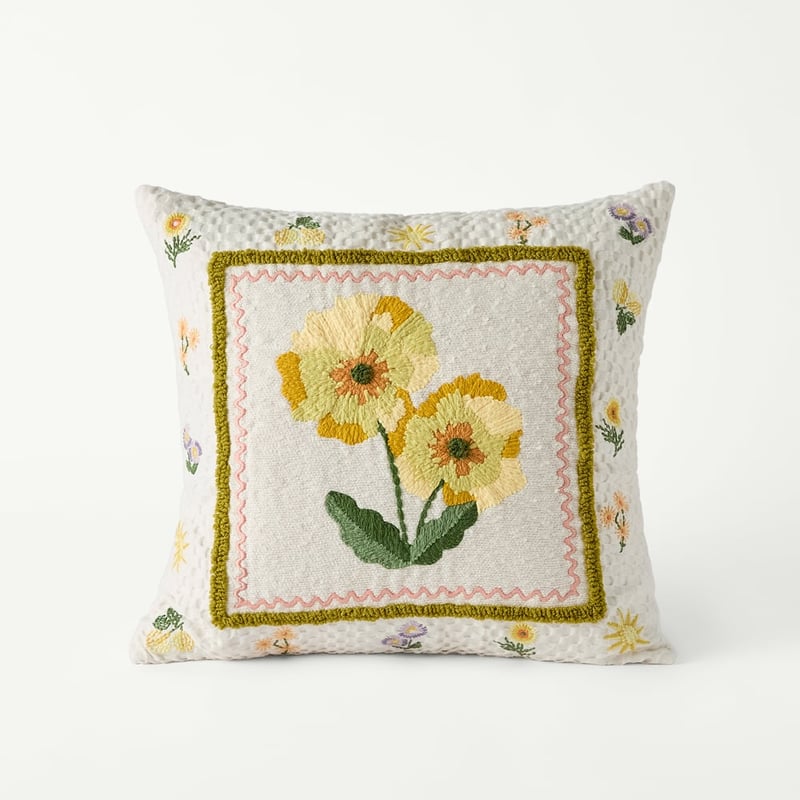 Pansy Yellow & Aqua Cushion
