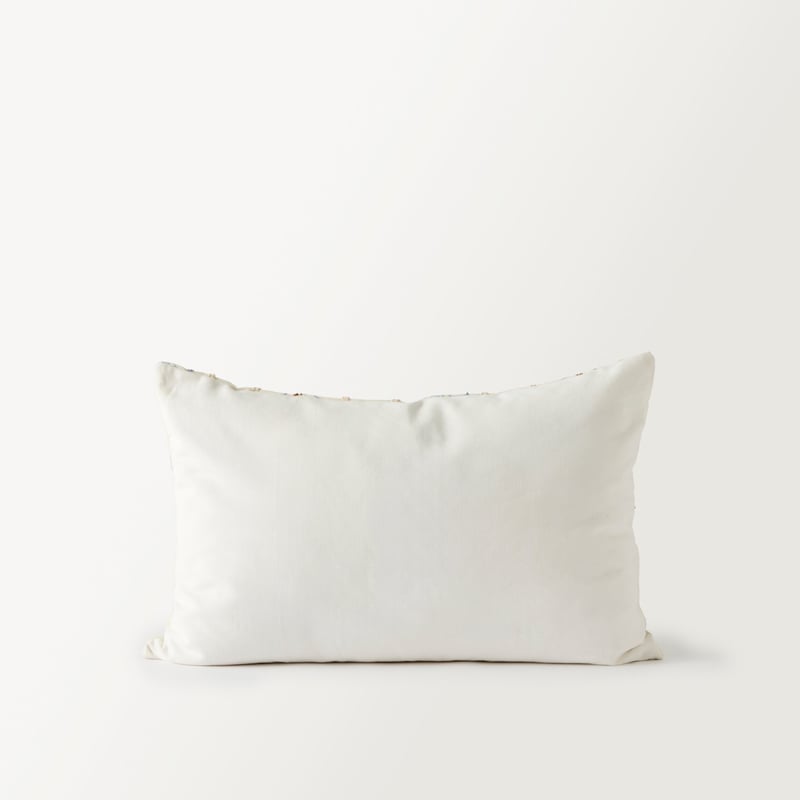 Shell Beach Natural & Blue Beaded Cushion