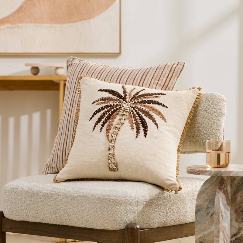 Sunset Palm Brown Cushion