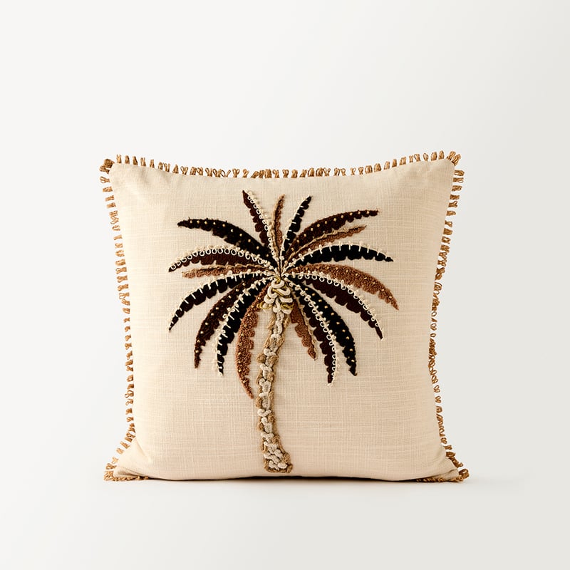 Sunset Palm Brown Cushion