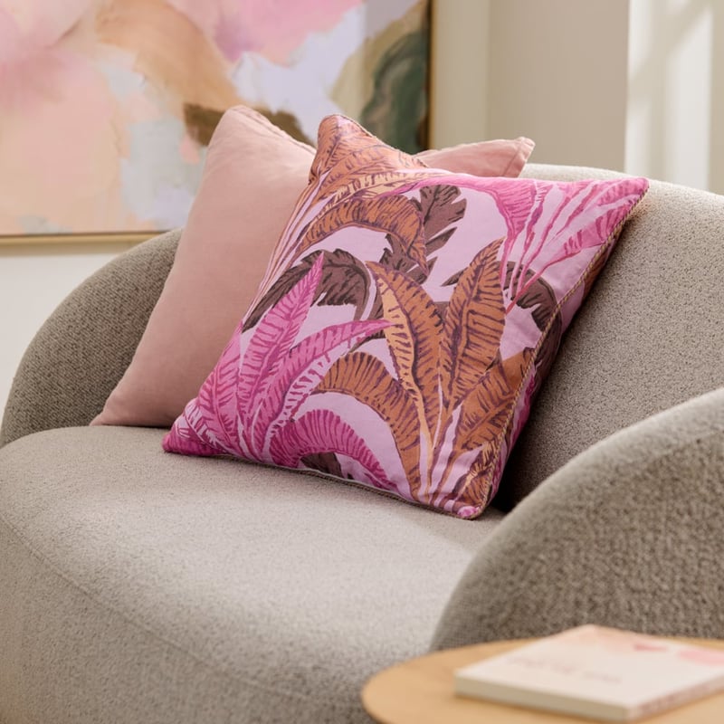 Banana Palm Pink Cushion