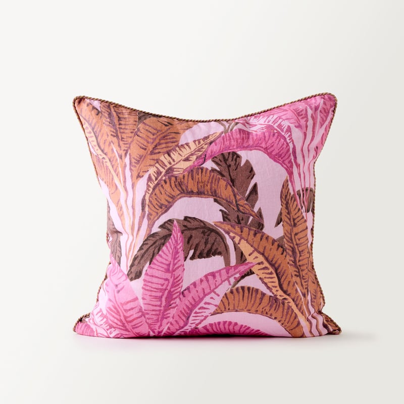 Banana Palm Pink Cushion