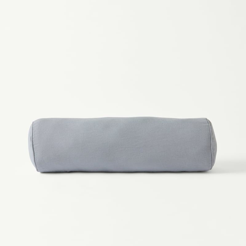 Belgian Vintage Washed Linen Light Denim Bolster Cushion