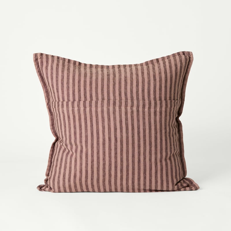 Belgian Vintage Washed Linen Mocha & Chocolate Bengal Stripe Cushion