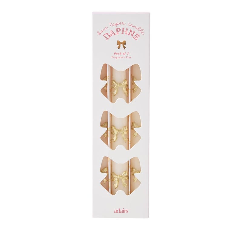 Daphne White & Gold Taper Candle Pack of 3
