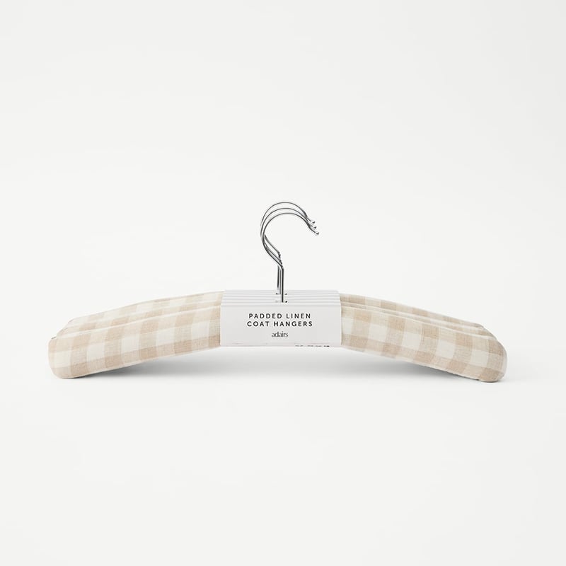 Padded Natural Gingham Coat Hangers