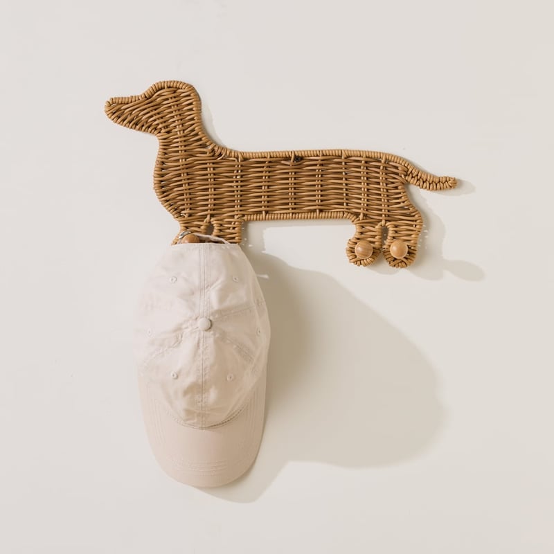 Rattan Dachshund Wall Hook